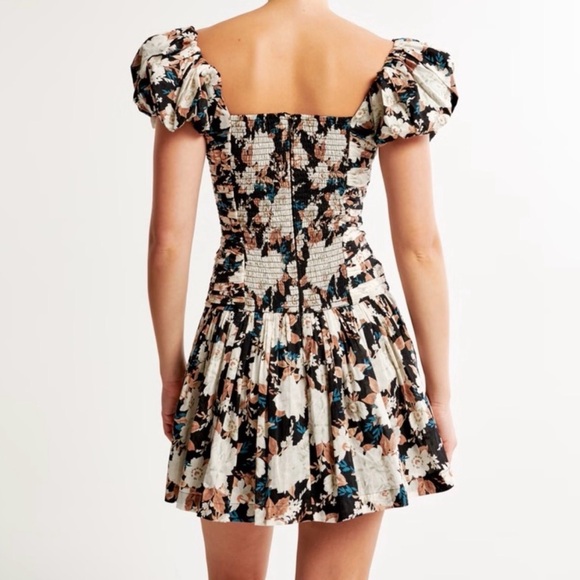 Abercrombie & Fitch Drama Puff Sleeve Ruched Mini Dress XL - Picture 8 of 9